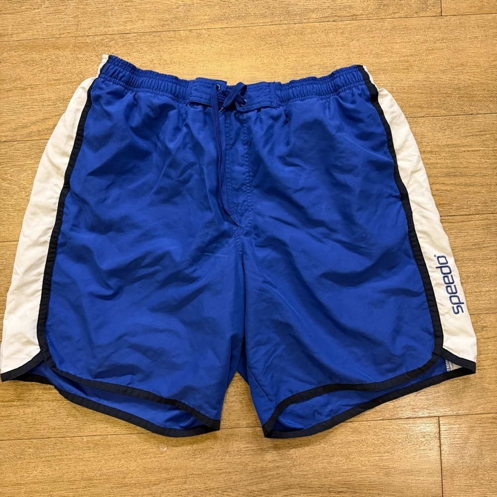 SPEEDO Men's Boardshorts elastic Swim Trunks Size XL Blue Mesh Lined